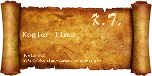 Kogler Timur névjegykártya